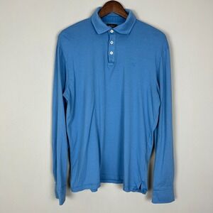 Hackett Polo Shirt Mens Large Blue‎ Classic Fit Long Sleeve Collared Logo Cotton